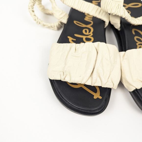 Sam Edelman Cream Velma Ruched Banded Ankle Strap Sandals Size 8.5 - Picture 9 of 10